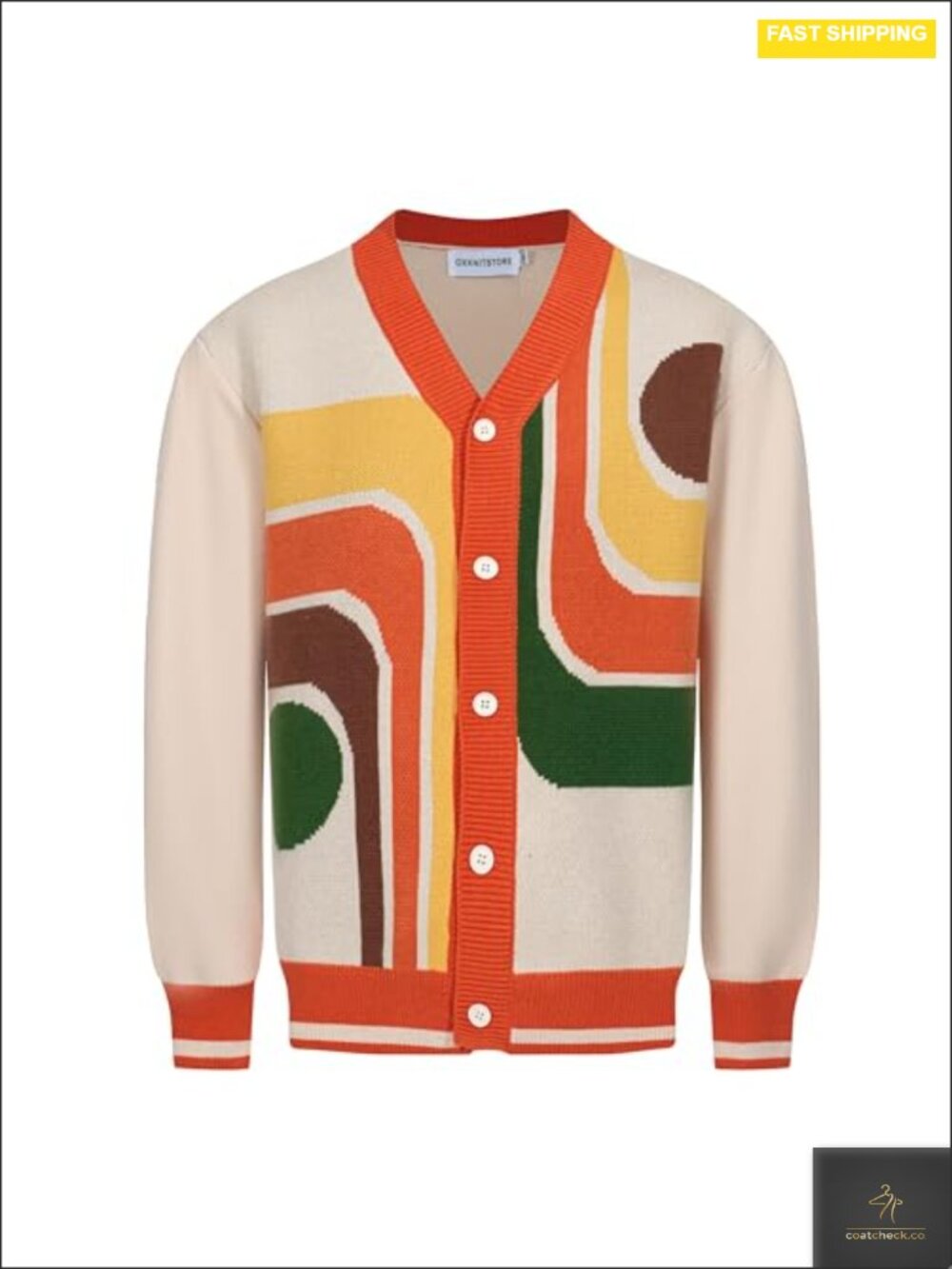 Men's Retro Knit Cardigan Sweater V-Neck Long Sleeve Cotton Blend
